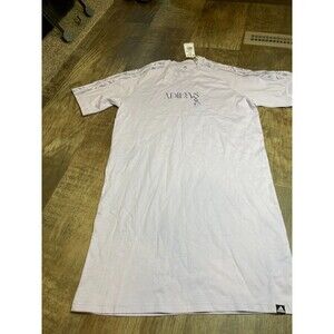 Adidas Shirt Dress Womens Medium M Purple Spell out Logo Short Sleeve